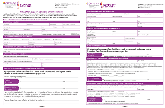 Download CRESEMBA Support Solutions enrollment form link click